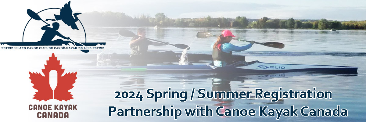 Banner advising new partnership with Canoe Kayak Canada and our registration process